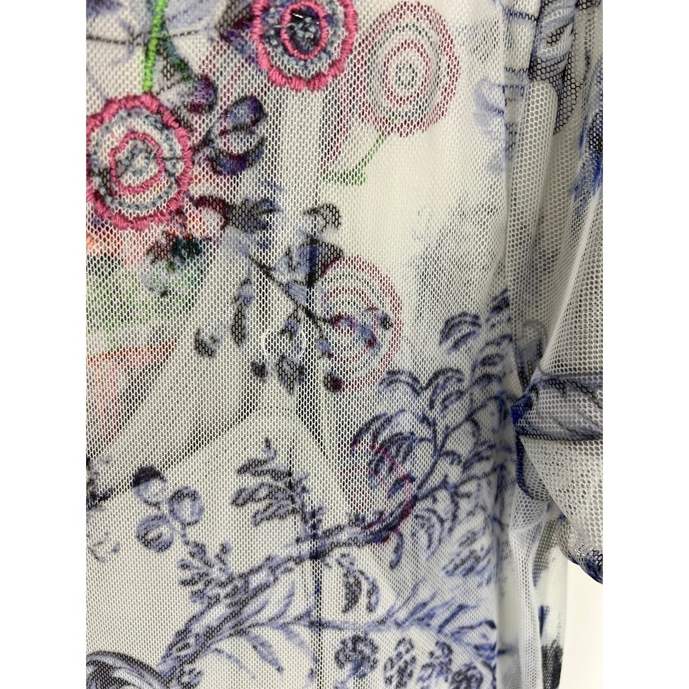 Biya Johnny Was Embroidered Mesh Floral Maxi Dress Blue White Large - Picture 9 of 16